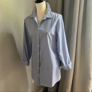 Chicos Glam Collar button down striped top